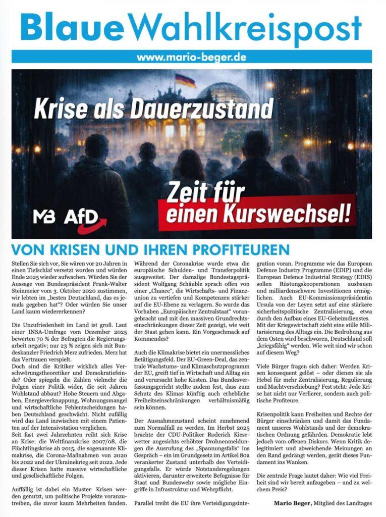 Blaue Wahlkreispost